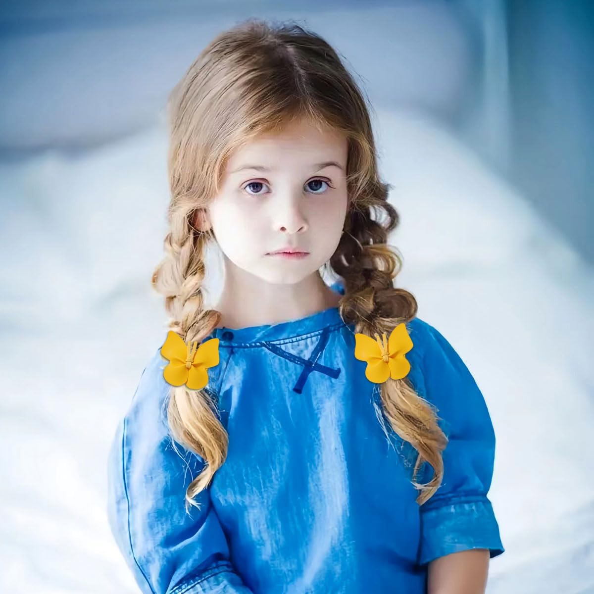 PALAY 10pcs Girls Bow Hair Clip Cute Butterfly Hair Bows for Kids Girls Small PU Hair Bow Clips Fully Lined Alligator Bow Hair Accessories for Baby Toddlers Kids