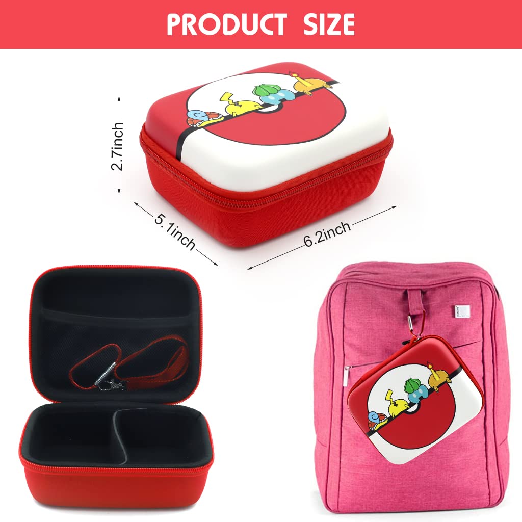 PATPAT Poke-mon Binder, Poke-mon Cards Holder for 200 Trading Cards Cartoon Print Zipper Bag Trading Cards Binder Trading Cards Album Organizer Bag Game Cards Case Xmas Gifts for Kids Boys Girls Tail