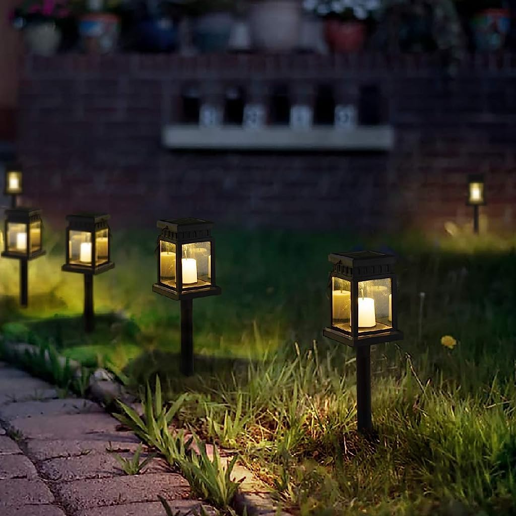 ELEPHANTBOAT 2 Pack Solar Candle Light Warm White Light Tealight Candles Solar Camping Light Tent Light Tree Light Hanging Candle Light with Stake Solar Garden Light for Garden, Patio, Lawn, Bar