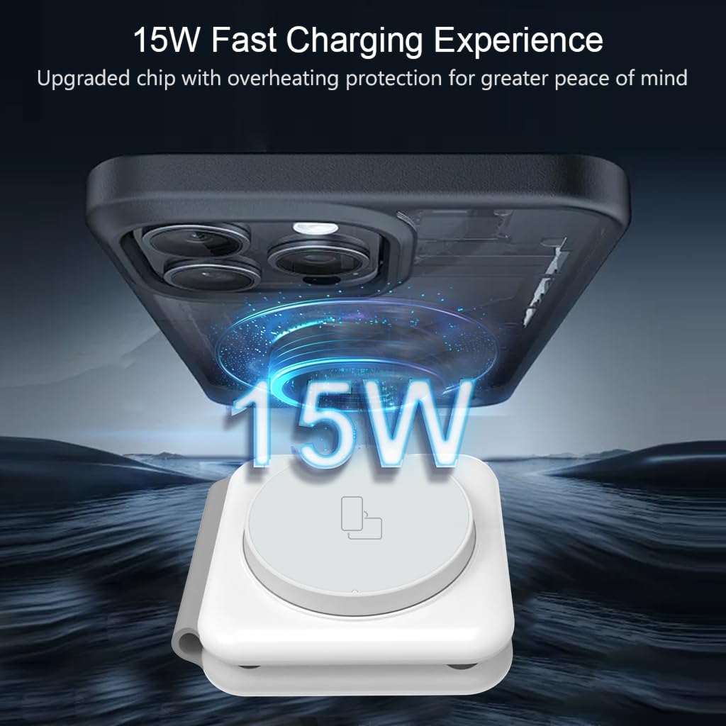 zitronix TYPE C Wireless Charger for Apple 4 In 1 Magnetic Wireless Charger with TYPE C & Light-ning Charging Cable Travel Wireless Charger Adapter for iPhone, iWatch, AirPods, Type C Devices