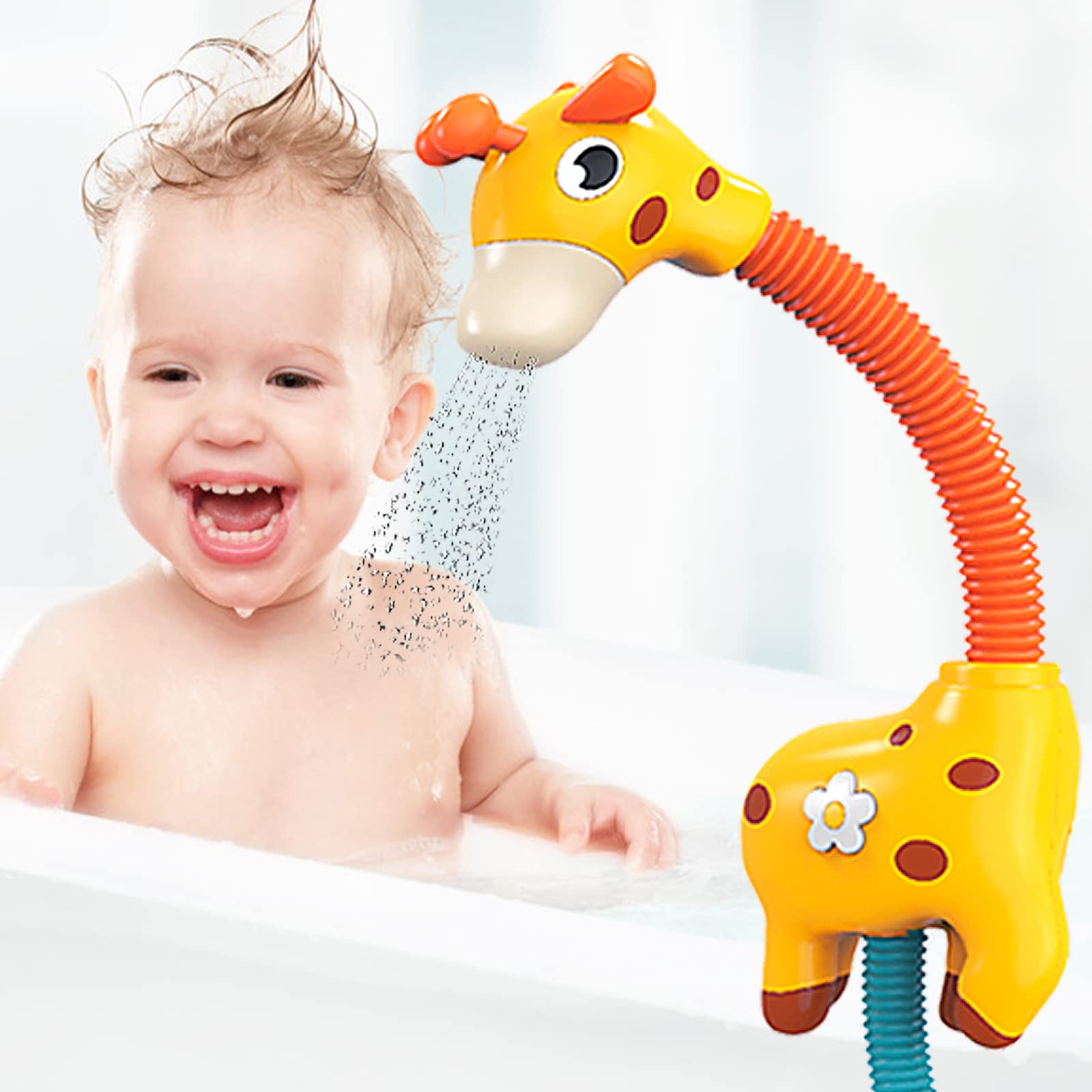 PATPAT Baby Bath Tub Toy Electric Shower Head Toy Cartoon Giraffe Bath Shower Toy Baby Bath Toys Cute Sprinkler Bathtub Toy for Boys Girls Kids Gifts