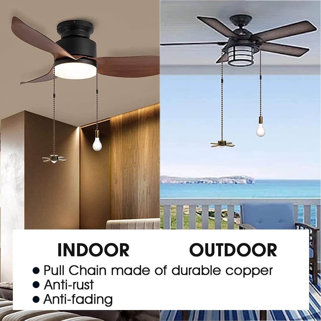 HASTHIP Ceiling Fan Pull Chain Decorative with Ball Chain Connector Included Light & Fan Pulls, 13.7 Inches Fan Pulls Set with Connector, Ceiling Light Lamp Fan Chain, 2Pcs (Bronze)