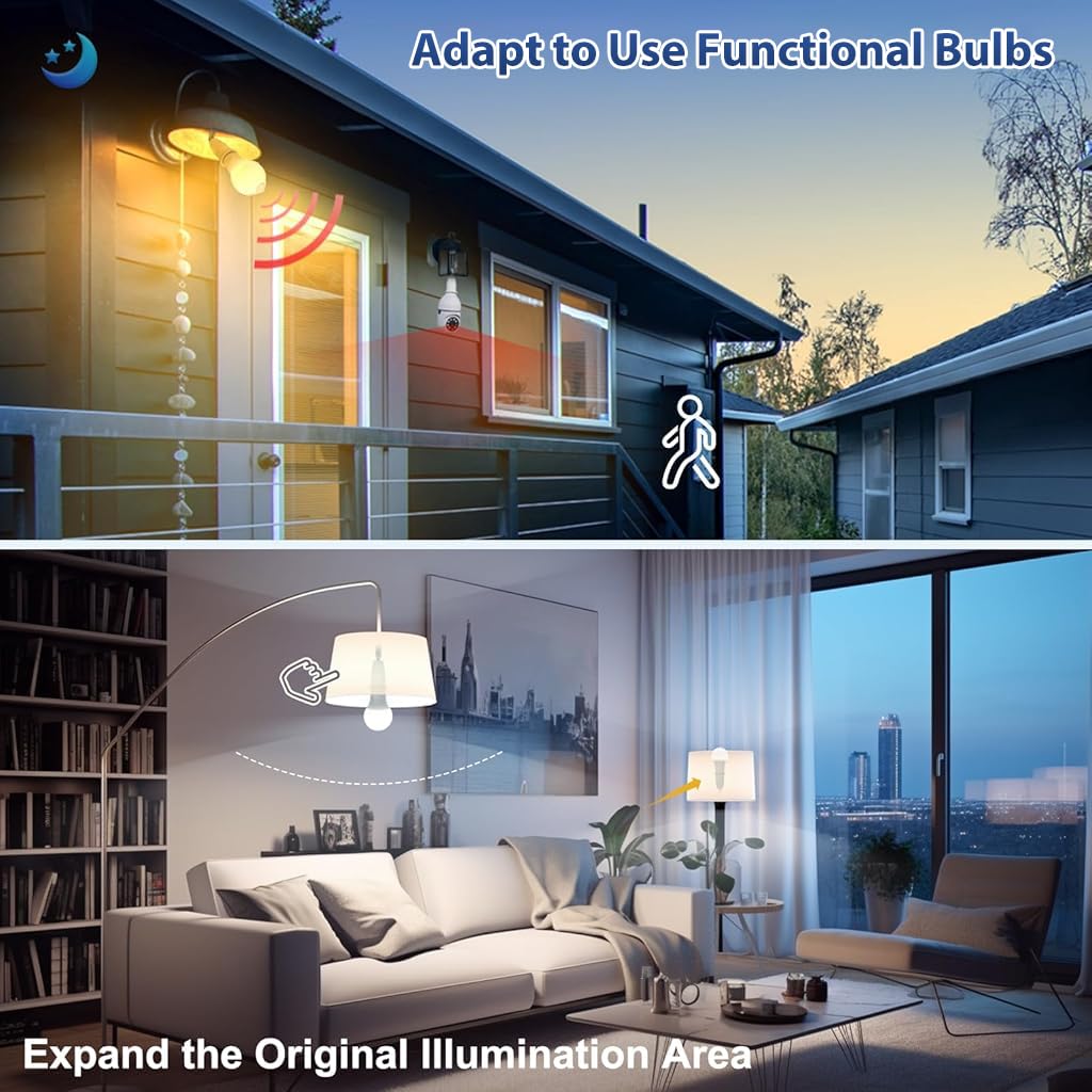 ELEPHANTBOAT 2Pcs Swivel Extension Socket for E27 Light Bulb 180° Rotatable 5.5 Inches Angled Extension Socket for E27 Light Bulb, No Bulb Included