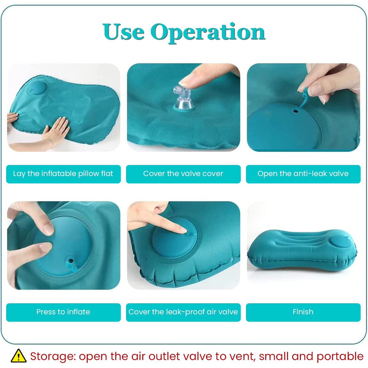 PALAY Inflatable Travel Pillow, Comfort Ultralight Inflatable Air Pillow, Ergonomic Neck Air Pillow & Lumbar Pillow for Neck & Lumbar Support While Camp, Hiking, Backpacking, Turquoise