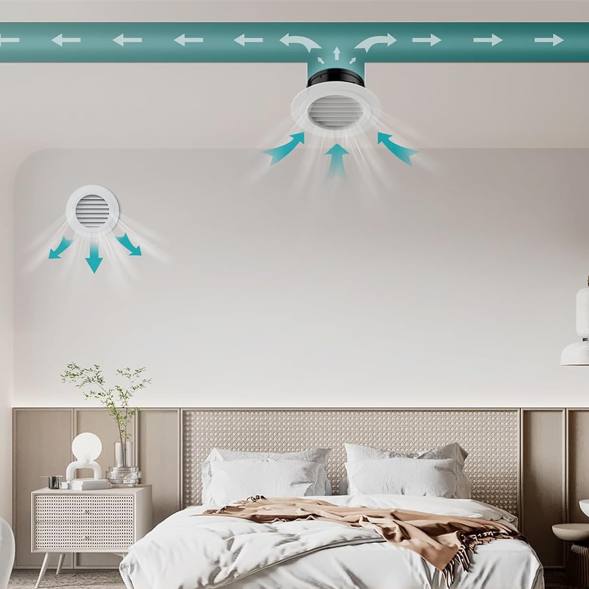HASTHIP 6'' Air Vent Exhaust Ceiling Vent Air Vent False Ceiling Diffuser Bathroom Ceiling Air Exhaust ABS Round Air Vent Cover Grill for Room, Office