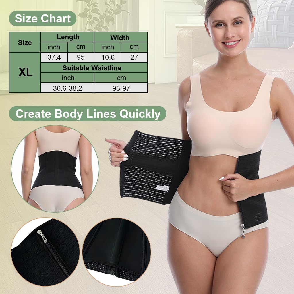 PALAY Waist Trainer for Women Workout Waist Cincher Tummy Control Corset Shapewear Sports Girdle Slim Body Shaper with Zipper, L