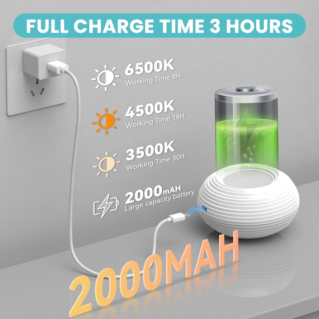 ELEPHANTBOAT 2Pcs USB LED Wall Light 3 Color LED Reading Light Detachable Magnetic LED Wall Light with Touch Button Control 2000mAh Rechargeable Wall Light Reading Light Night Light Wardrobe Light
