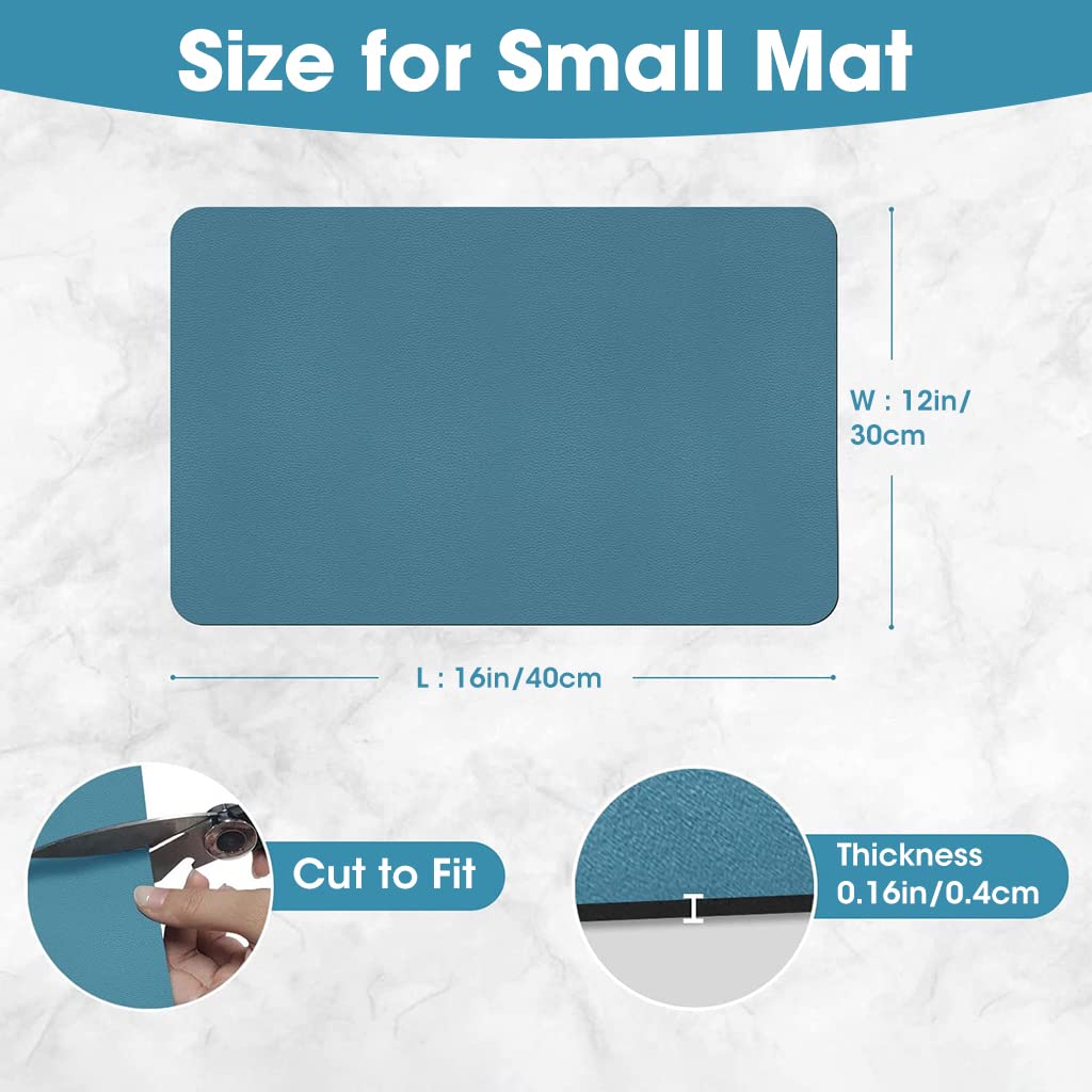 HASTHIP Dish Mat Drying Kitchen Mat, Diatomaceous Stone Absorbent Dish Drying Mats For Kitchen Counter And Coffee Maker, Kitchen Rubber Dish Drying Mat, Blue
