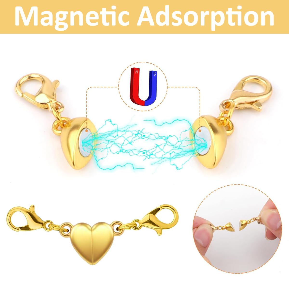 HASTHIP 12Pcs Stylish Necklace Clasps and Closures 6-Style Golden & Silver Alloy Necklace Extension Clasps Bracelet Clasps Necklace Clasps Jewelry Lobster Clasps Closures for Necklace Bracelet