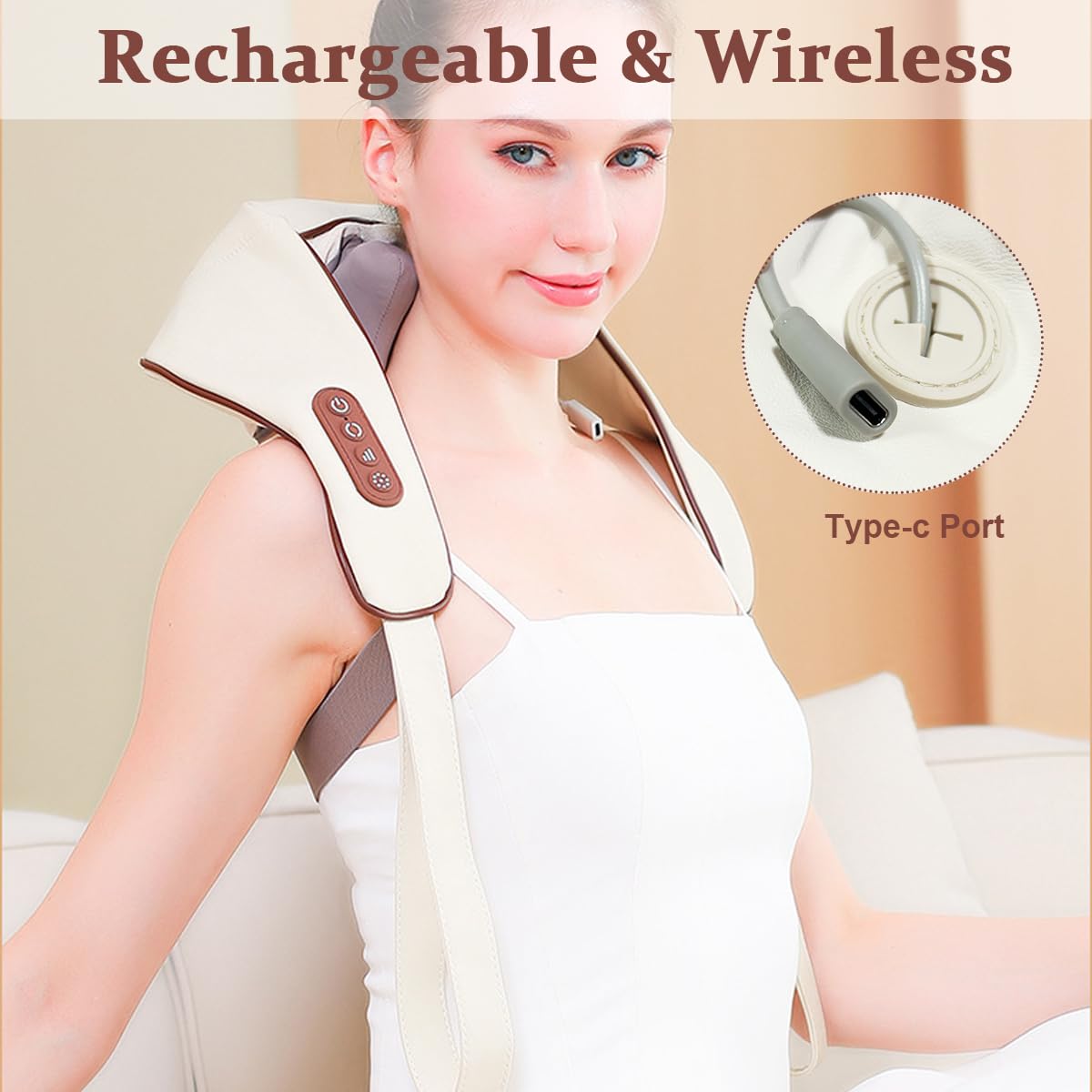 HANNEA Neck Massager with Heat, Cordless Neck Massager Relaxing Deep Tissue 4D Kneading Massage, Wearable Neck and Shoulder Massager for Neck, Back, Christmas Gifts Birthday Gift Men Women