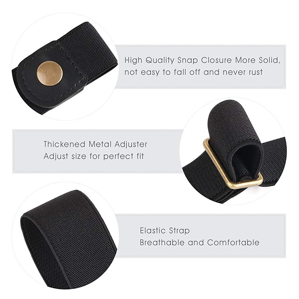 PALAY No Buckle Ladies Elastic Belt for Women Mens Invisible Jeans Pants Dress Stretch Waist Belt up to 48