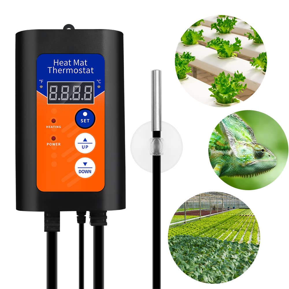 Serplex Temperature Controller, Temperature Sensor, Plug and Play Thermostat Controller with Sensor Thermostat 40-108°F,Thermostat for Incubator, Seeding, Reptile, Egg Incubator