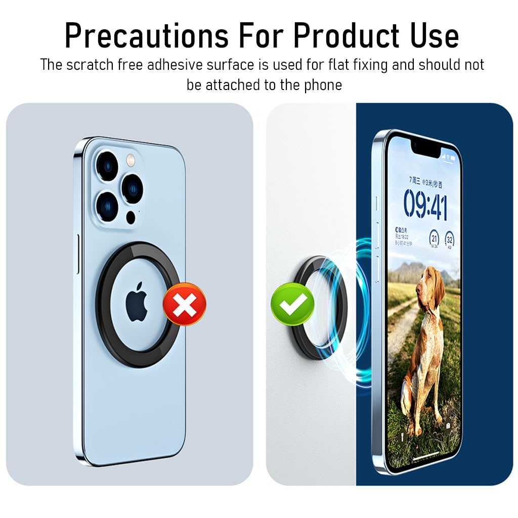 ZORBES for MagSafe Ring Wall Mount Magnetic Mobile Ring Holder for iPhone 15/14/13/ 12 Pro Max Plus with Mag-Safe Case Slim Adhensive Magnetic Phone Ring Holder Magnetic Phone Grip Holder Phone Ring