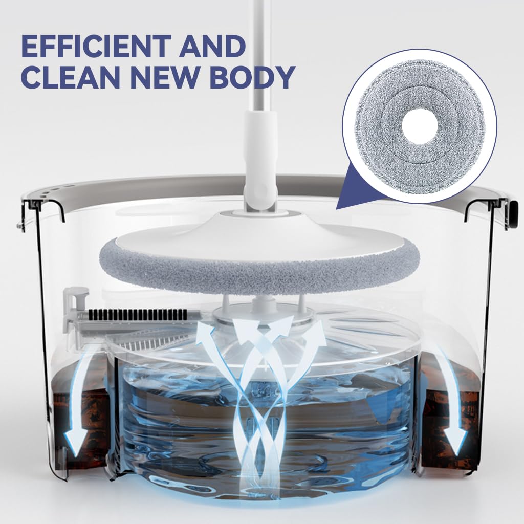 Verilux 4Pcs Microfiber Mop Pads 9.84 Inches Round High Absorbent Microfiber Mop Pads Replacement for Rotary Mop Wet Dry Use Microfiber Mop Pads, Compatible Most Round Spin Mop & Bucket