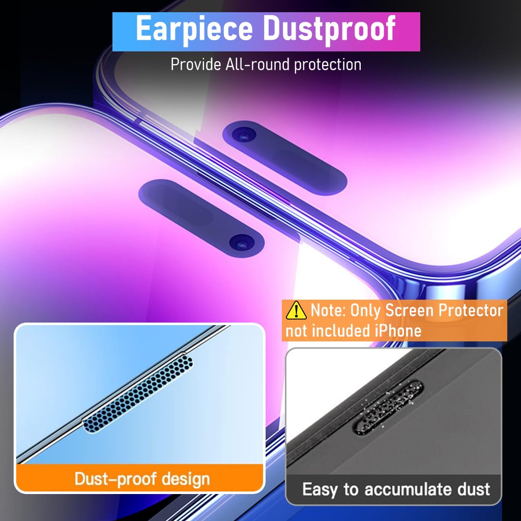 ZORBES 2 Packs Tempered Glass Screen Protector for iPhone 14 Pro Max 9H Tempered Glass Screen Protector with Installation Tool Fingerprint-Proof Screen Guard for iPhone 14 Pro Max