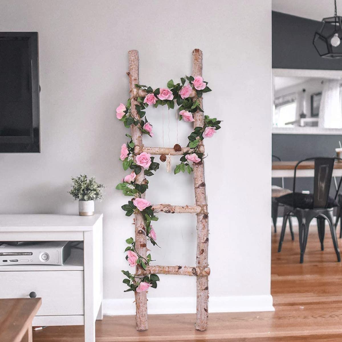 HASTHIP Artificial Rose Flowers Vine Garland, 1.8m Fake Artificial Flower Hanging Rose Ivy Flowers Garland Ornament for Door, Room, Garden, Wedding Decroation, Pink
