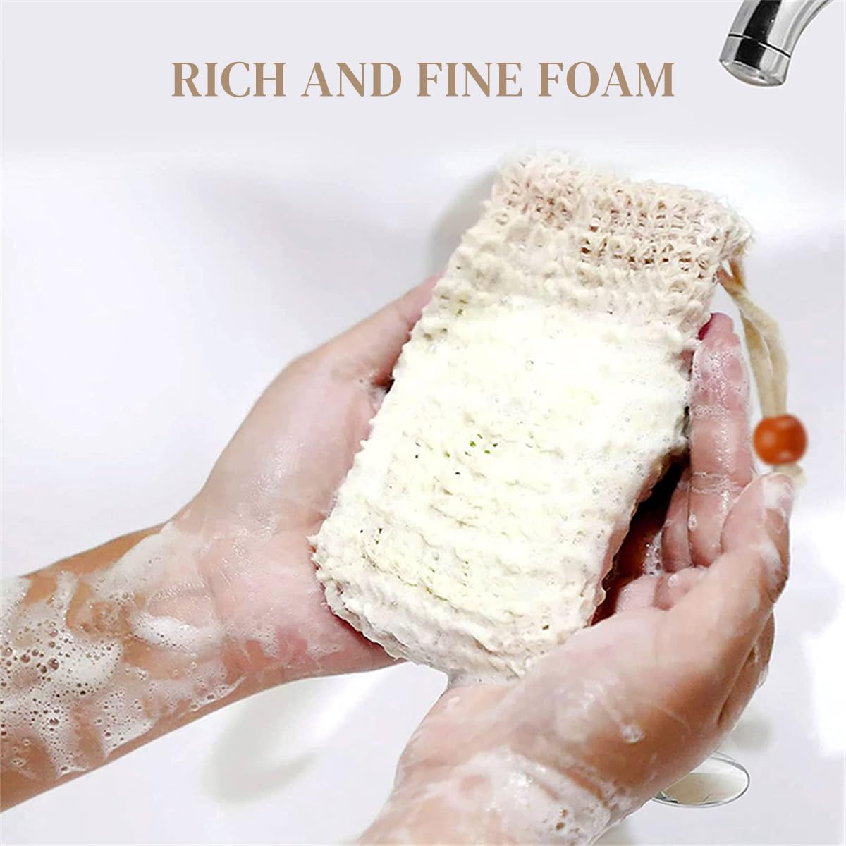 HASTHIP Soap Bag, 10-Pack Natural Sisal Soap Saver Pouches with Drawstrin, Hand Made Soap Bag Mesh Soap for Bath & Shower Use, Exfoliating Foaming and Drying Soap Holder for Shower