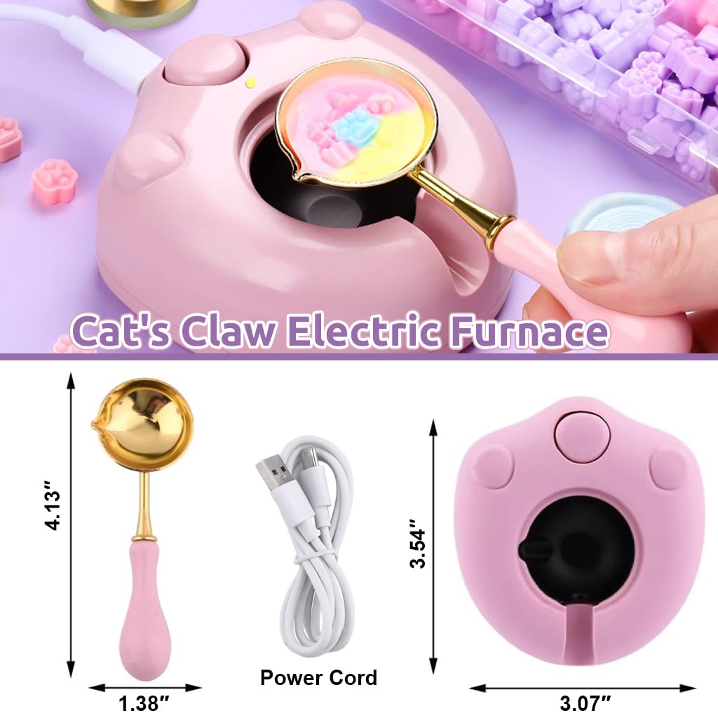 HASTHIP Electric Wax Seal Warmer Kit USB Wax Warmer Machine with Melting Spoon Cartoon Electric Wax Seal Seal Warmer Furnace for DIY Wax Seal Stamp DIY Envelope Seal Crafts