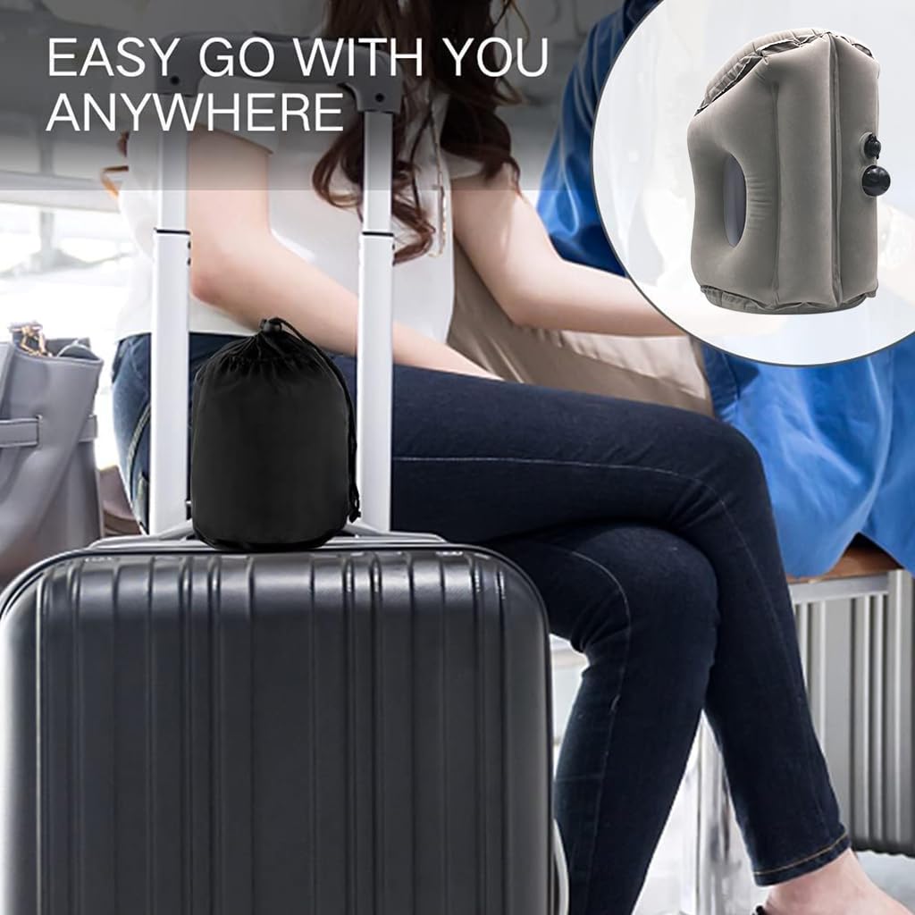HANNEA Inflatable Travel Pillow, Inflatable Neck Air Pillow for Sleeping for Airplanes/Cars/Buses/Trains/Office Napping
