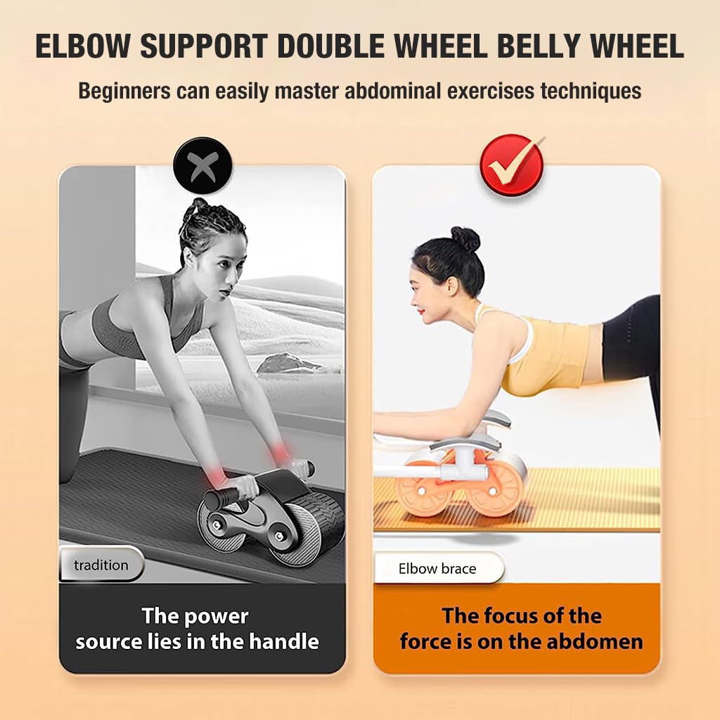 Proberos Ab Roller Set with Silent Knee Pad Mat for Exercise Gym, Premium Abdominal Abs Roller for Core workout, fitness & Exercise, Abdominal Exercise Machine and Plank Roller