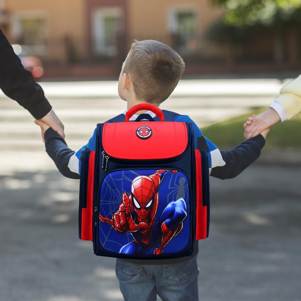 PALAY School Backpack for Boy, Superhero Spider Man School Backpack Large Capacity Boy Backpack for School, Travel, Camping, Burden-Relief School Backpack for Kids 6-12 Years Old