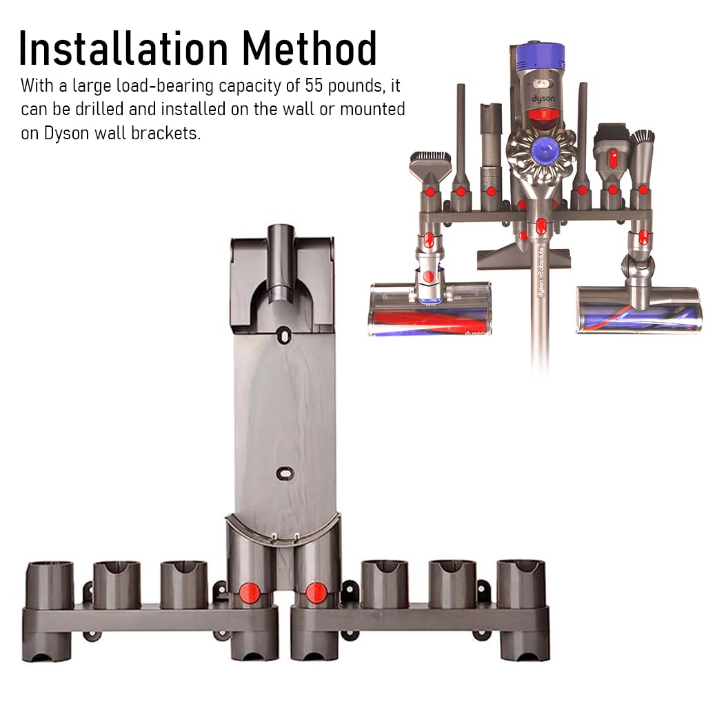HASTHIP Wall Mounted Holder Organzier for Dyson V7/V8/V10/V11/V12/V15 Vacuum Cleaner Attachment - All-in-One Accessories Mount Holder Set