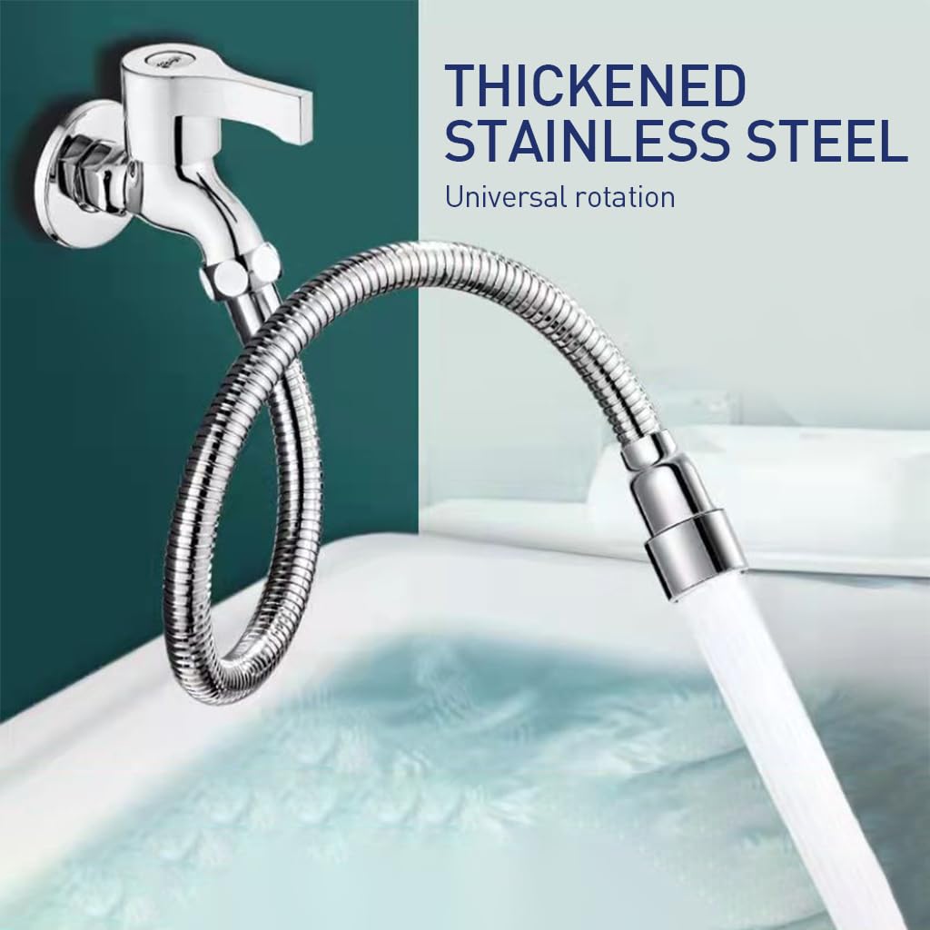 Supvox Faucet Extender 11.8 '' Stainless Steel Faucet Extender Flexible Angle Adjustment 360° Rotating Kitchen Sink Faucet Extender with Adapter Universal Faucet Extender for Kitchen Bathroom