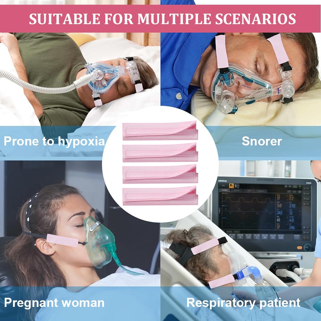 Serplex 4Pcs Satin Wraps for CPAP Headgear Hook and Loop Closure Smooth Strap Cover for Preventing Friction Universal Comfortable CPAP Strap Cover for Sensitive Skin