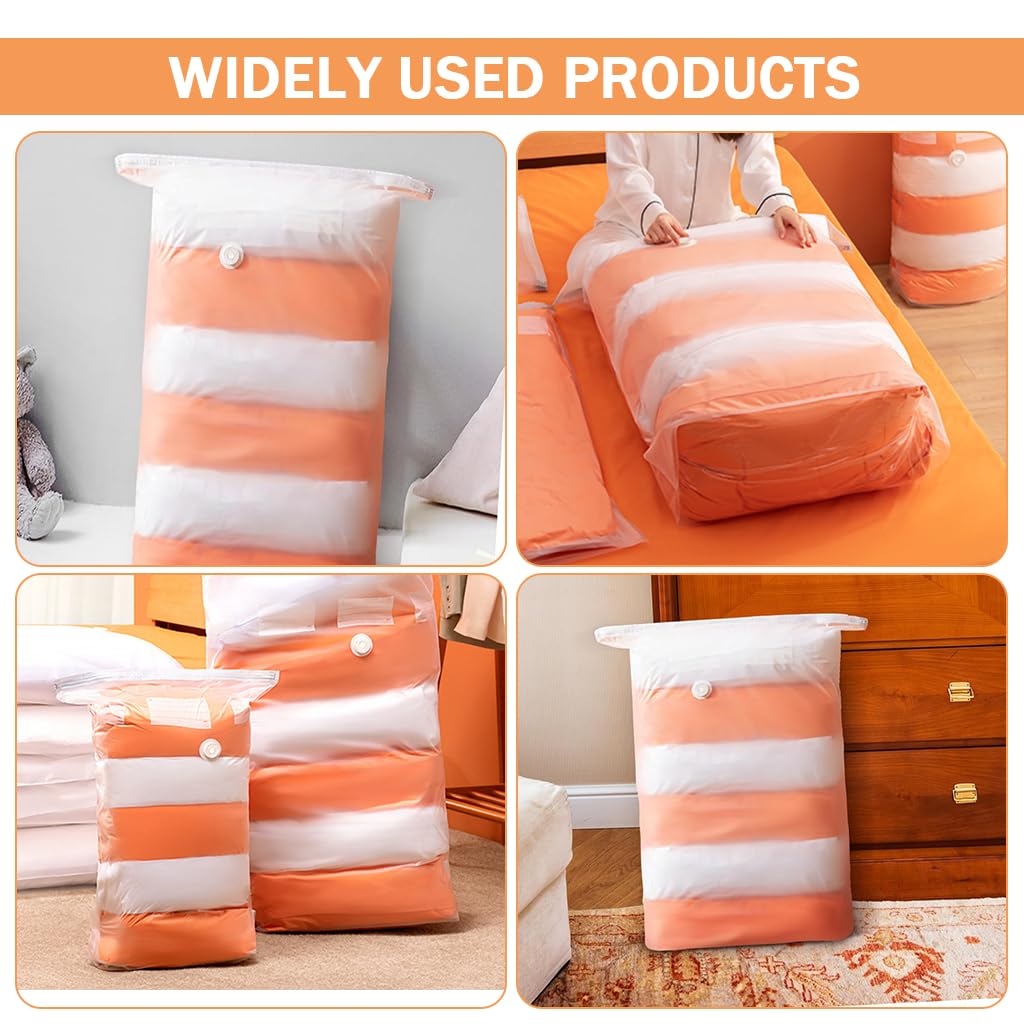 HASTHIP 6-Piece Vacuum Compression Storage Bags, No Need Pump to Use, Space-Saver for Clothes Bedding, Ideal for Travel & Home Organization (3 Sizes)