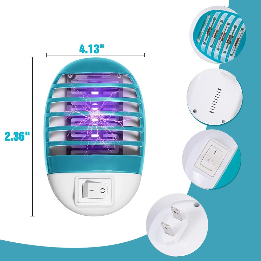 HASTHIP 4pcs UV Mosquito Killer Lamp, Wall Outlet Plug and Play with Switch Indoor Mosquito Zapper for All Common Flies, Electronic Mosquito Killer for Bedroom, Kitchen