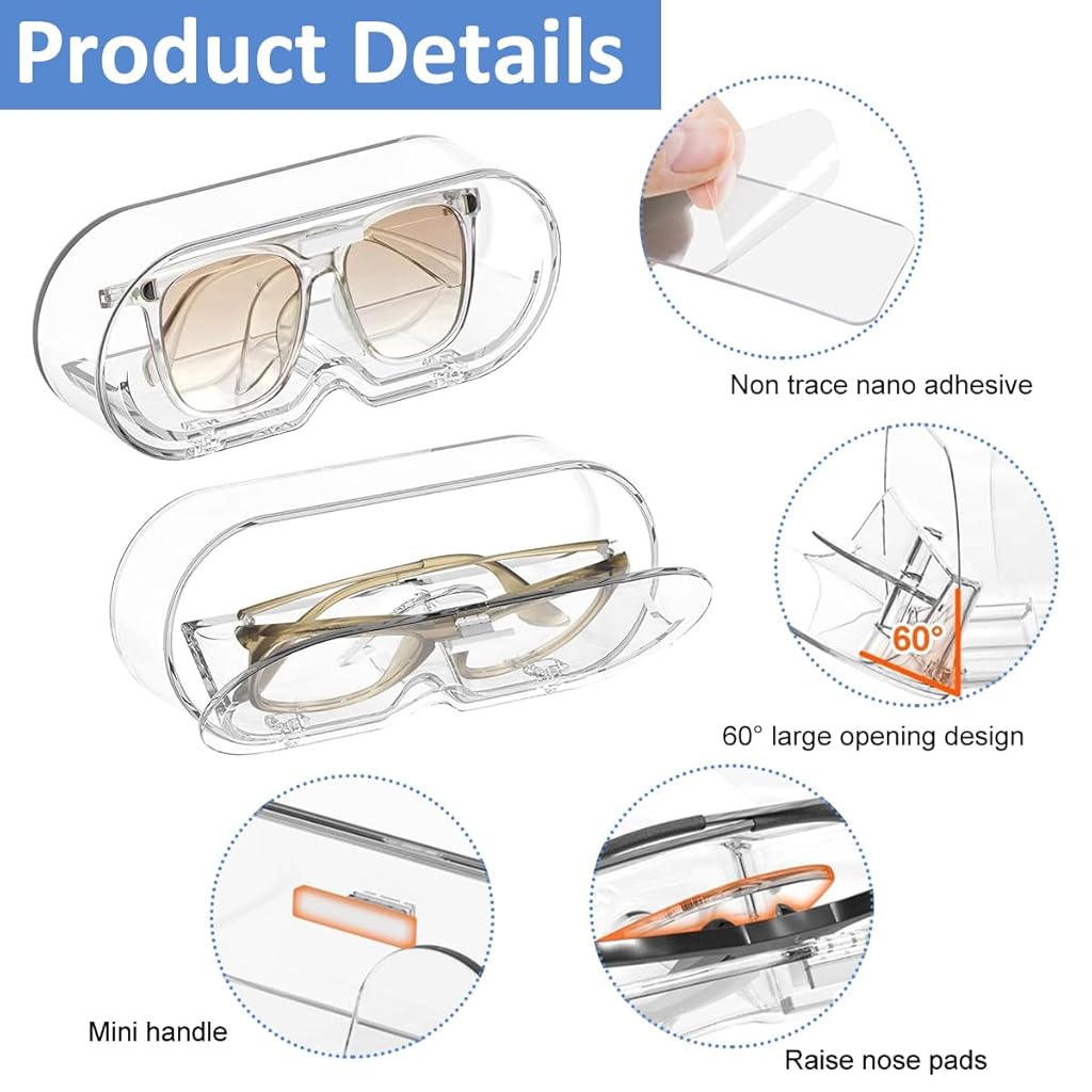 HASTHIP Wall Mounted Glasses Organizer, Clear Sunglasses Holder, Glasses Case Protects from Dust, Eyeglass Storage for Women Men Glasses Organizer, 1PC