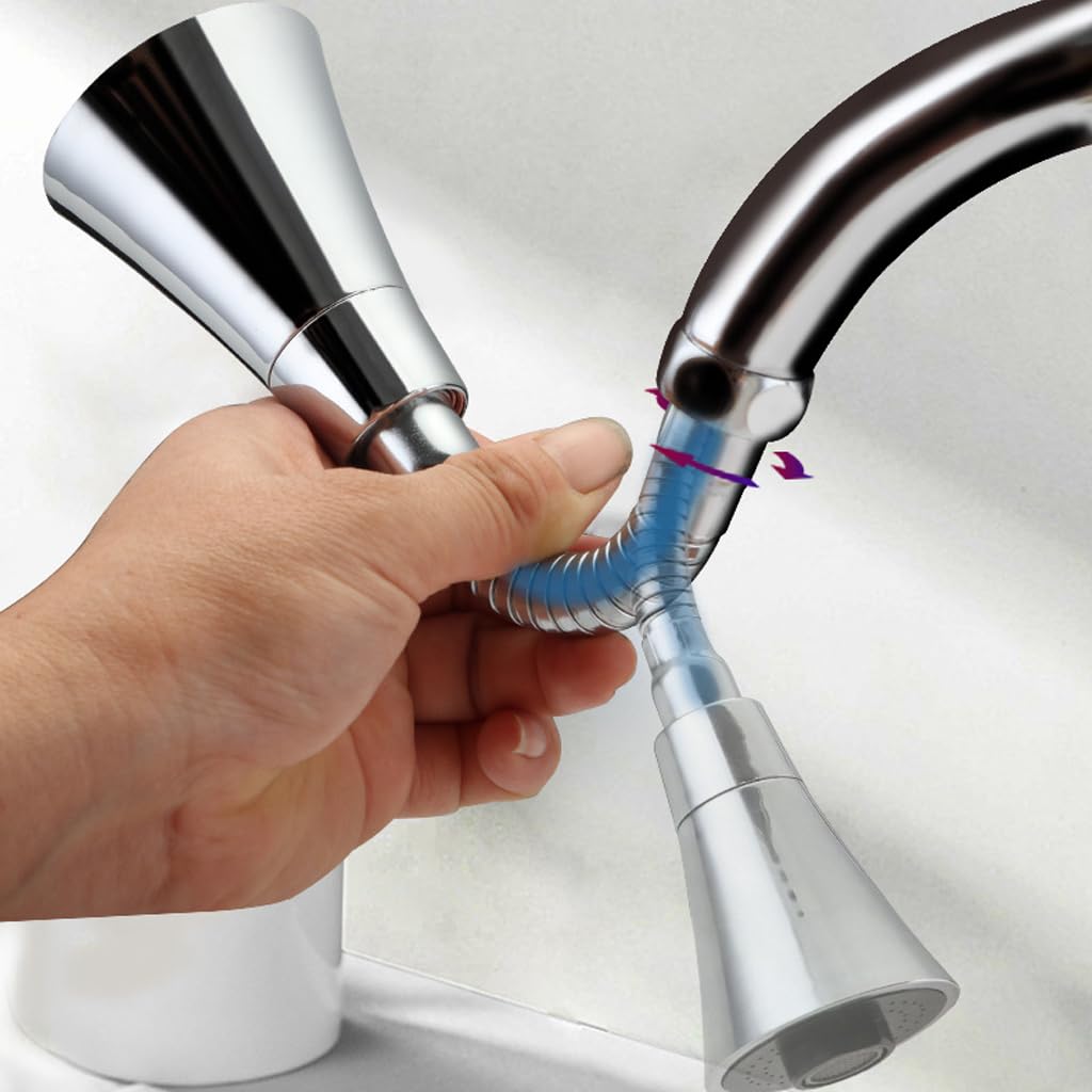 Serplex Tap Extender for Kitchen Sink Kitchen Tap Extension Flexible 360° Rotatable Anti-Splash Water Tap Extension with 3 Water Outlet Modes Faucet for 24mm Internal Teeth, 15mm~22mm External Teeth