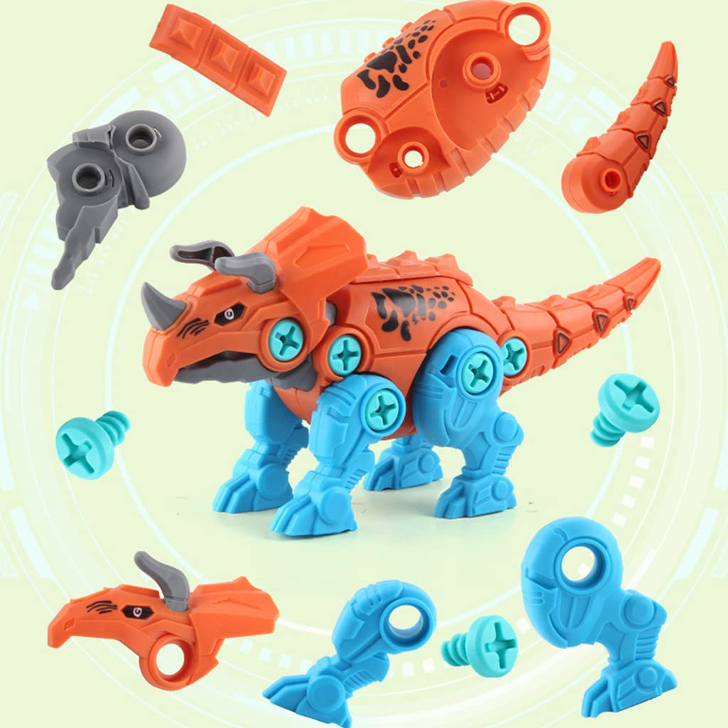 PATPAT Dinosaur Toys for Kids STEM Construction Building Toys for Kids Dinosaur Toy with Screwdriver Dinosaur Egg Assembling Building Blocks Birthday Gifts for 3-8 Year Old Boys Girls (Triceratops)
