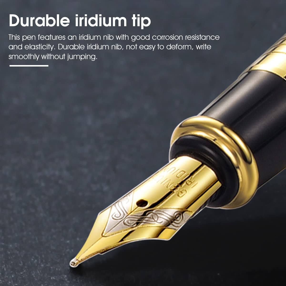 HASTHIP Gold Fountain Pen + Golden Notebook Gift Box Packing for School Office Writing Stationery, Metal Body Executive Pen for Husband Perfect Gifts Box Set