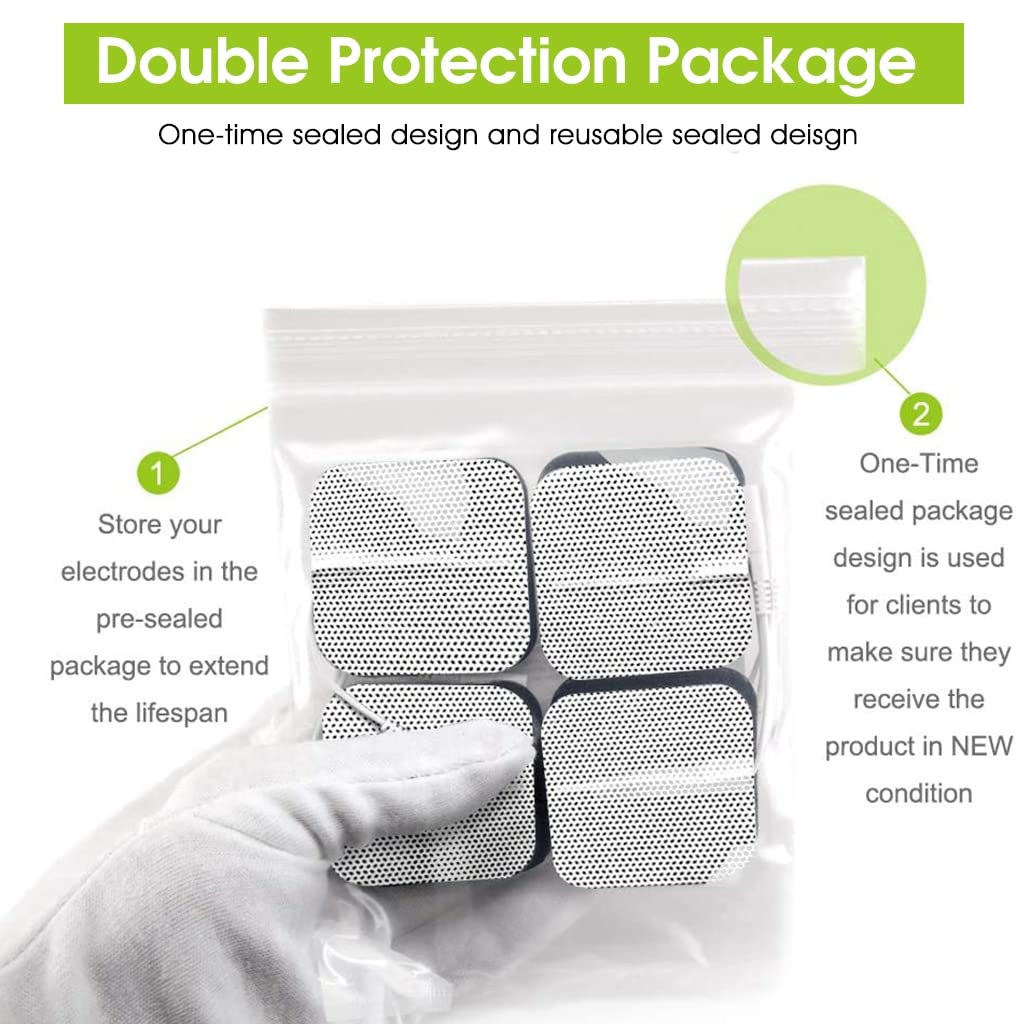 HANNEA 12pcs Electrode Pads TENS Unit Pads, 2'' Electrode Replacement Patches with Upgraded Self-Stick Performance and Non-Irritating Design for Electrotherapy