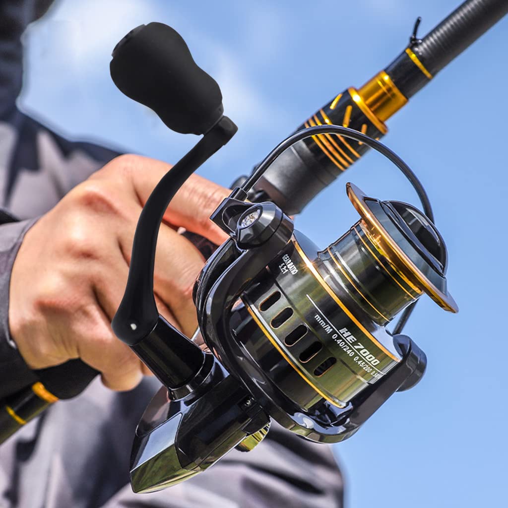 Proberos Spinning Fishing Reel Heavy Duty Metal Spinning Fishing Reel Left/Right Interchangeable Metal Shaft Handle Smooth 11BB 5.2: 1 Gear Ratio for Inshore Boat Rock Freshwater Sea Fishing