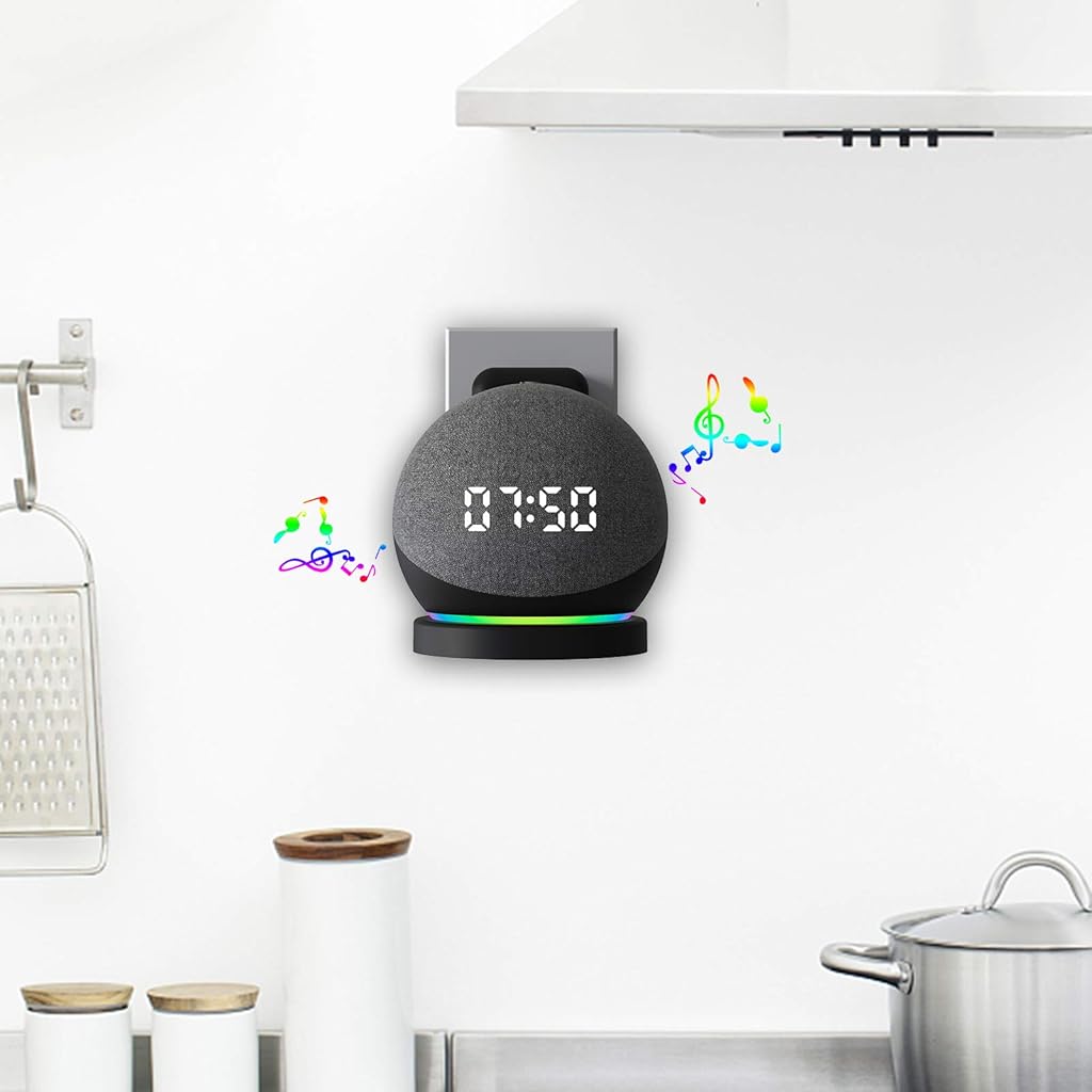 ZORBES Wall Mount for Alexa Echo Dot 4th Generation, Space-Saving Solution Wall Holder with Cord Management for Your Smart Home Speakers, Alexa Echo Dot Accessories (Holder Only, Black)