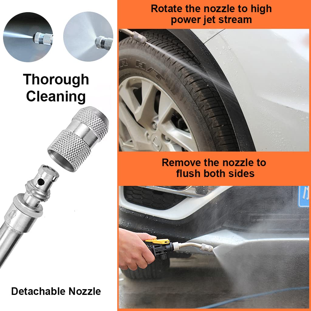 HASTHIP 30cm High Pressure Car Washer Gun for Car Bike Wash Garden Irrigation, Adjustable Water Jet with 3 Spray Patterns, Multi Purpose Alloy Spray Gun with 3/4 Quick Connector for Gardening