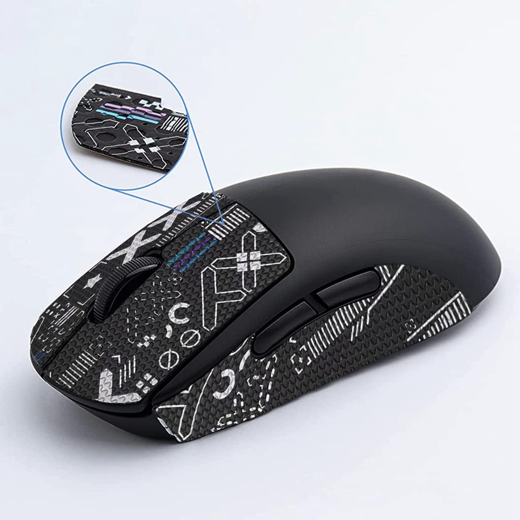 Verilux Mouse Grip Tape for Logitech G Pro Wireless Mouse Pre-Cutted Self-Adhesive Mouse Grip Tape Sweat-Proof Anti-Slip Non-Fading Gaming Mouse Skin Cool Mice Upgrade Kit (Mouse is NOT Included)