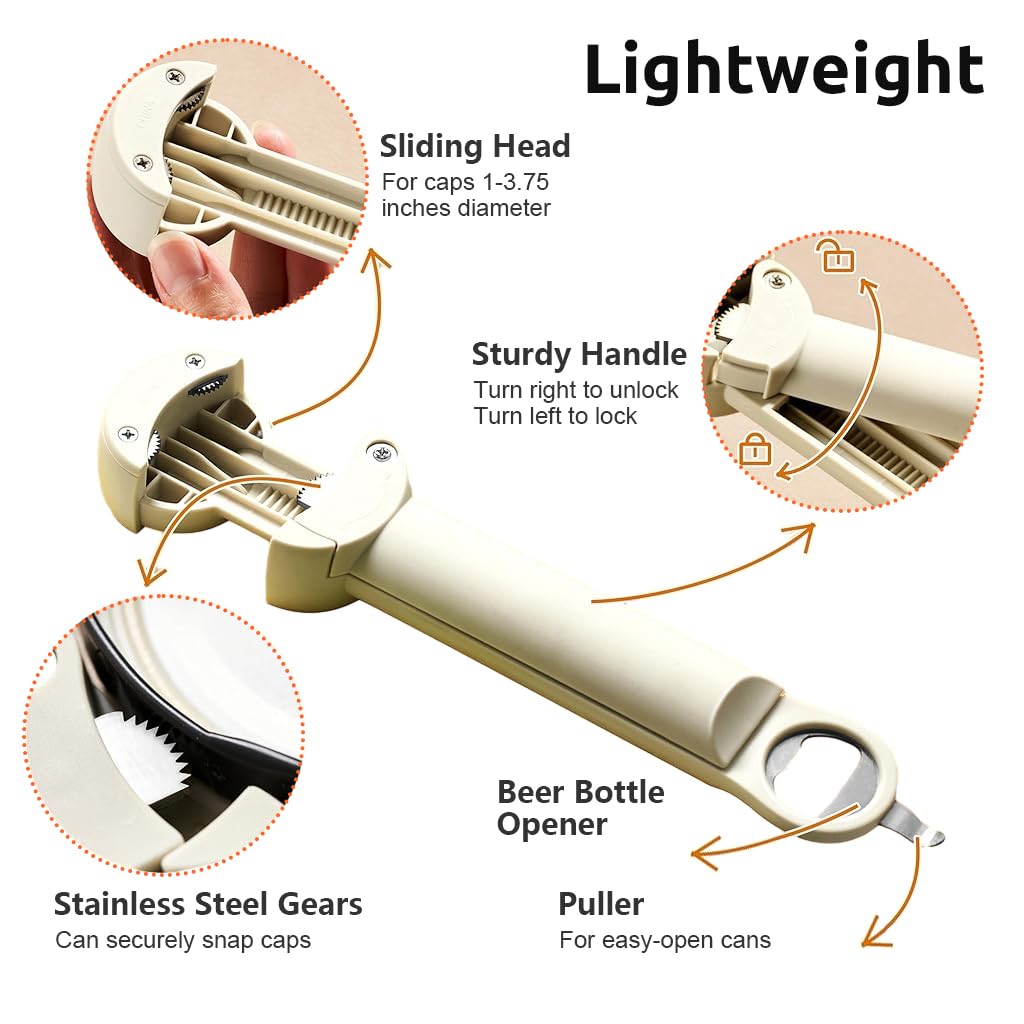 HASTHIP Jar Opener - Multifunctional Retractable Bottle Opener, Adjustable Multifunctional Stainless Steel Can Opener for Jars Up to 3.75