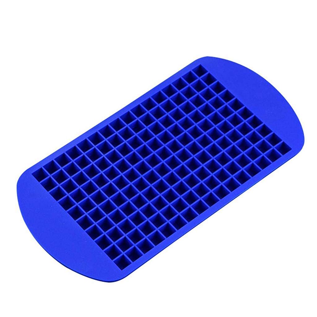 Supvox Mini Silicone Ice Cube Trays, 160 Grids Food Grade Small Ice Trays for Freezer, Ice Square Mould for Kitchen Bar Party Drinks - Blue