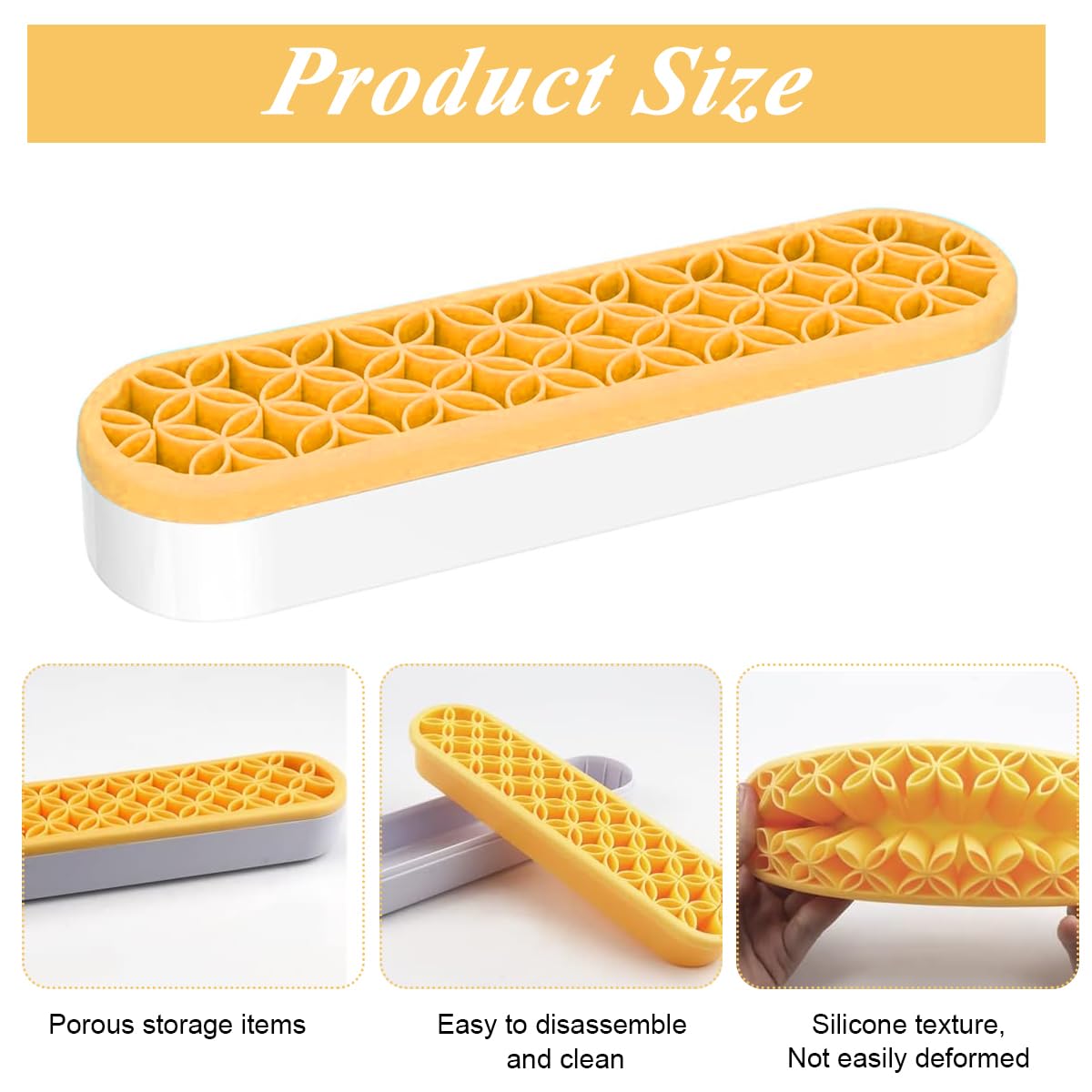 MAYCREATE Silicone Makeup Brush Holder Multi Slots Makeup Brush Organizer Desktop Makeup Brushes Storage Stand Space Saving Make Up Brush Drying Holder - Yellow