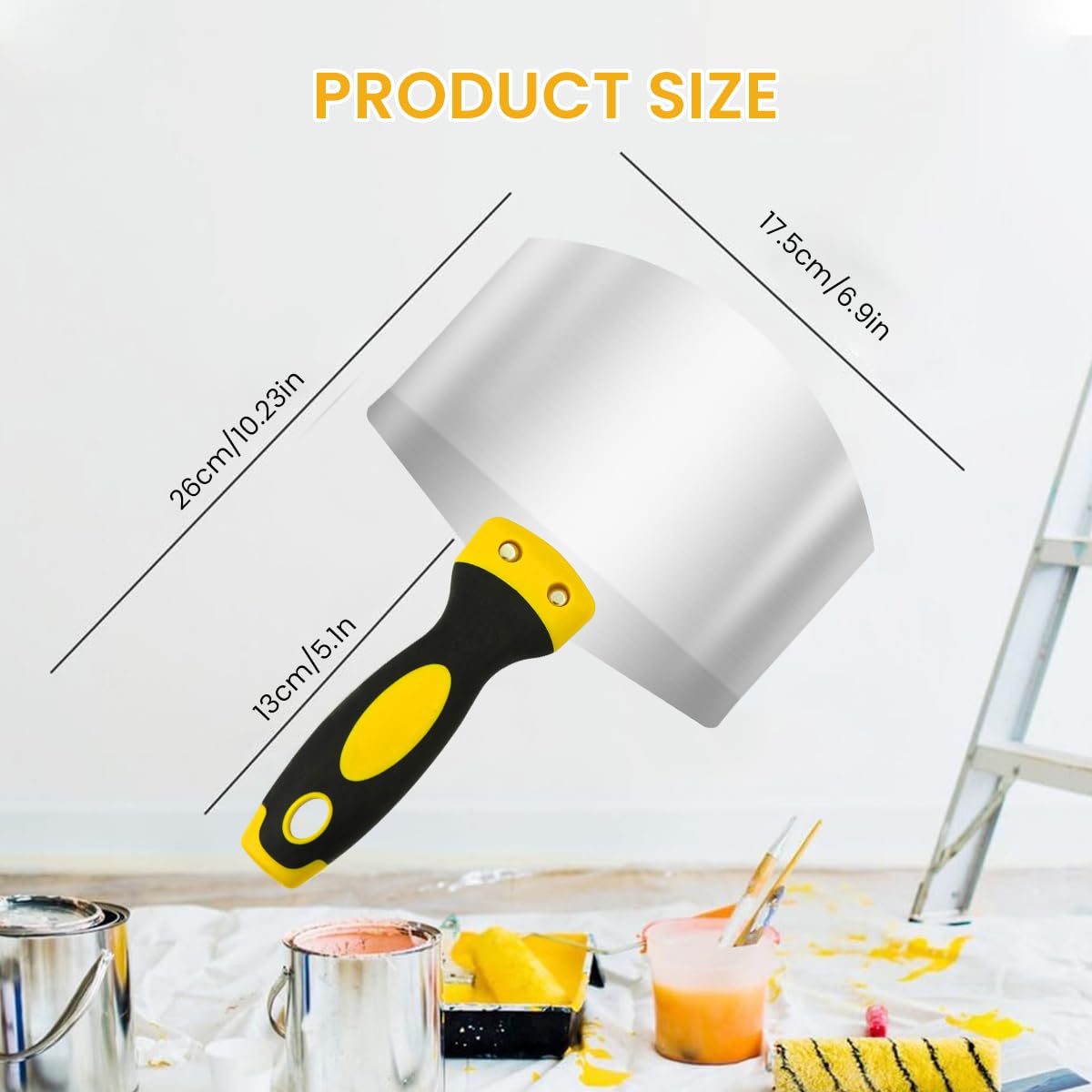 Serplex Putty Scraper Curved Stainless Steel Putty Scraper Wall Putty Paint Plaster Trowel, Putty Shovel Scraper Putty Spatula Anti Slip Handle Putty Scraper