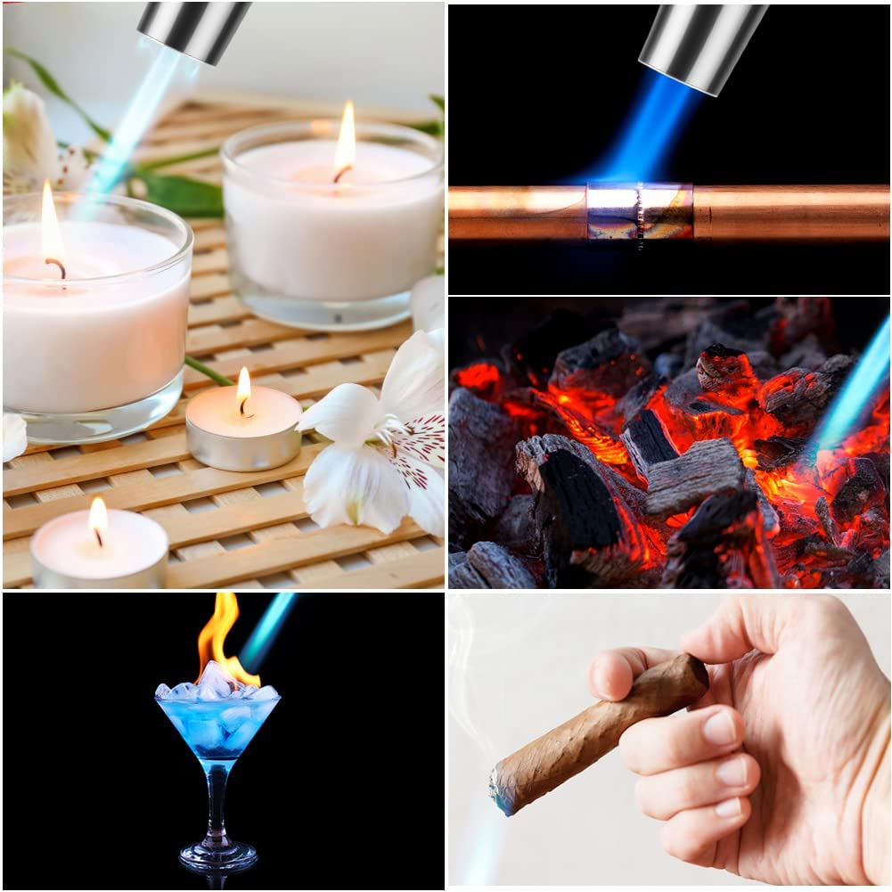 HASTHIP Blow Torch, Adjustable Flame Auto Ignition Flamethrower, Butane Gas Torch Lighter, Blow Torch for Cooking, BBQ, Baking, Brulee, Creme, DIY Soldering (Butane Gas Not Included)
