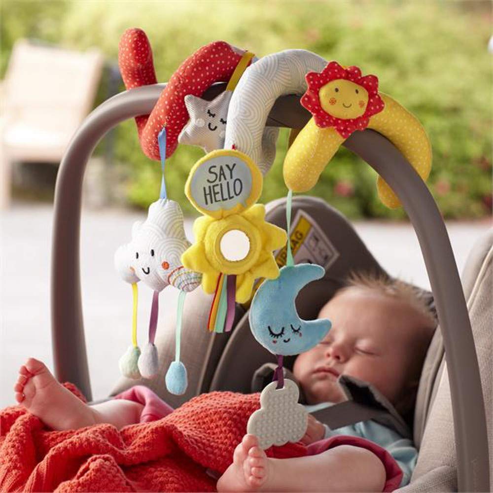SNOWIE SOFT Activity Spiral Stroller, Bed Hanging, Baby Car Seat Pram Toy with Mirror for 0 to 12 Months Baby Boys and Baby Girls (Stars, Multicolour)