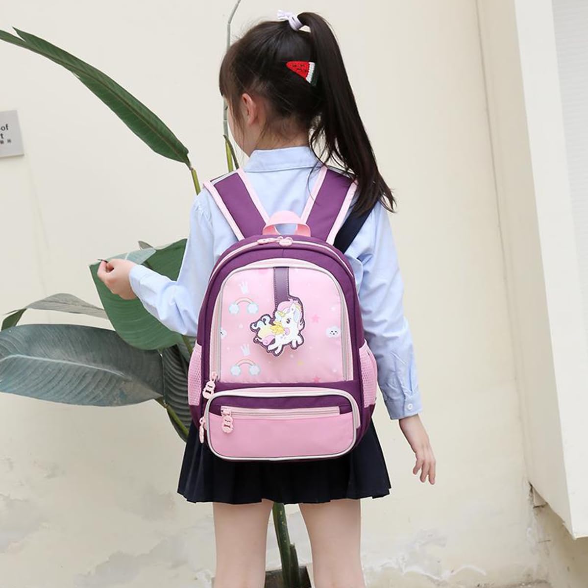 PALAY Unicorn Bags for Girls Kids Cartoon Print Lightweight Backpack for School, Travel, Camping, Burden-relief School Bag For Girls 3-7 Years Old