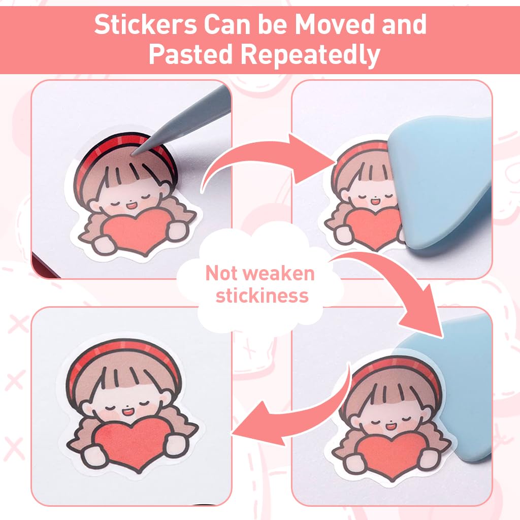 HASTHIP A5 Reusable Sticker Book with Pickup Tweezer & Transfer Shovel, 32-Sheet Spiral Notebook for Sticker Collection, Collection Storage Book for Adults Release Paper Sticker Saver Holder Book