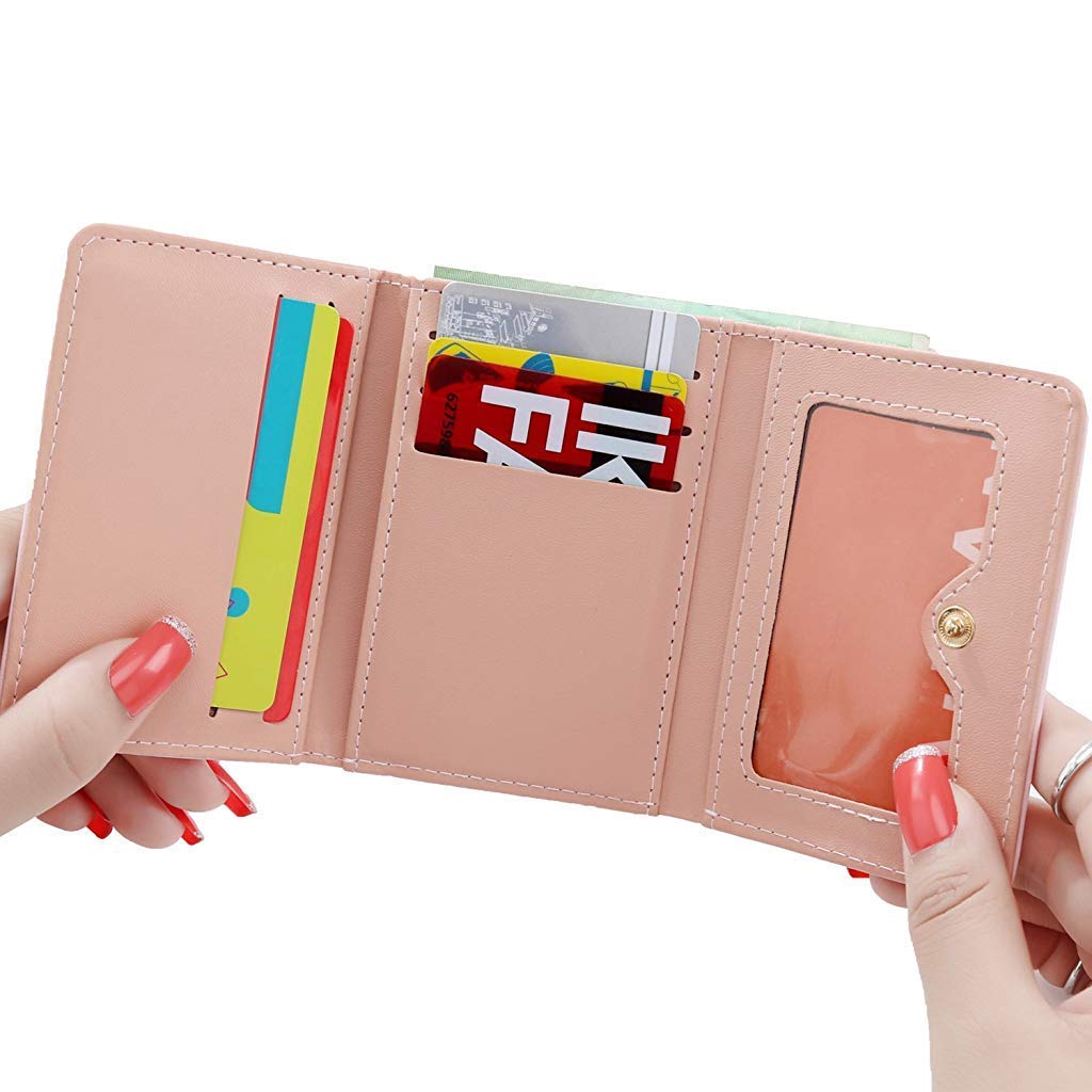 SANNIDHI Women's Wallet Purses - KQueenStar Leather Wallet Women Credit Card Holder Ladies Purse Clutch Holder Case with Heart-Shaped Metal Buckle Gift (Blue)