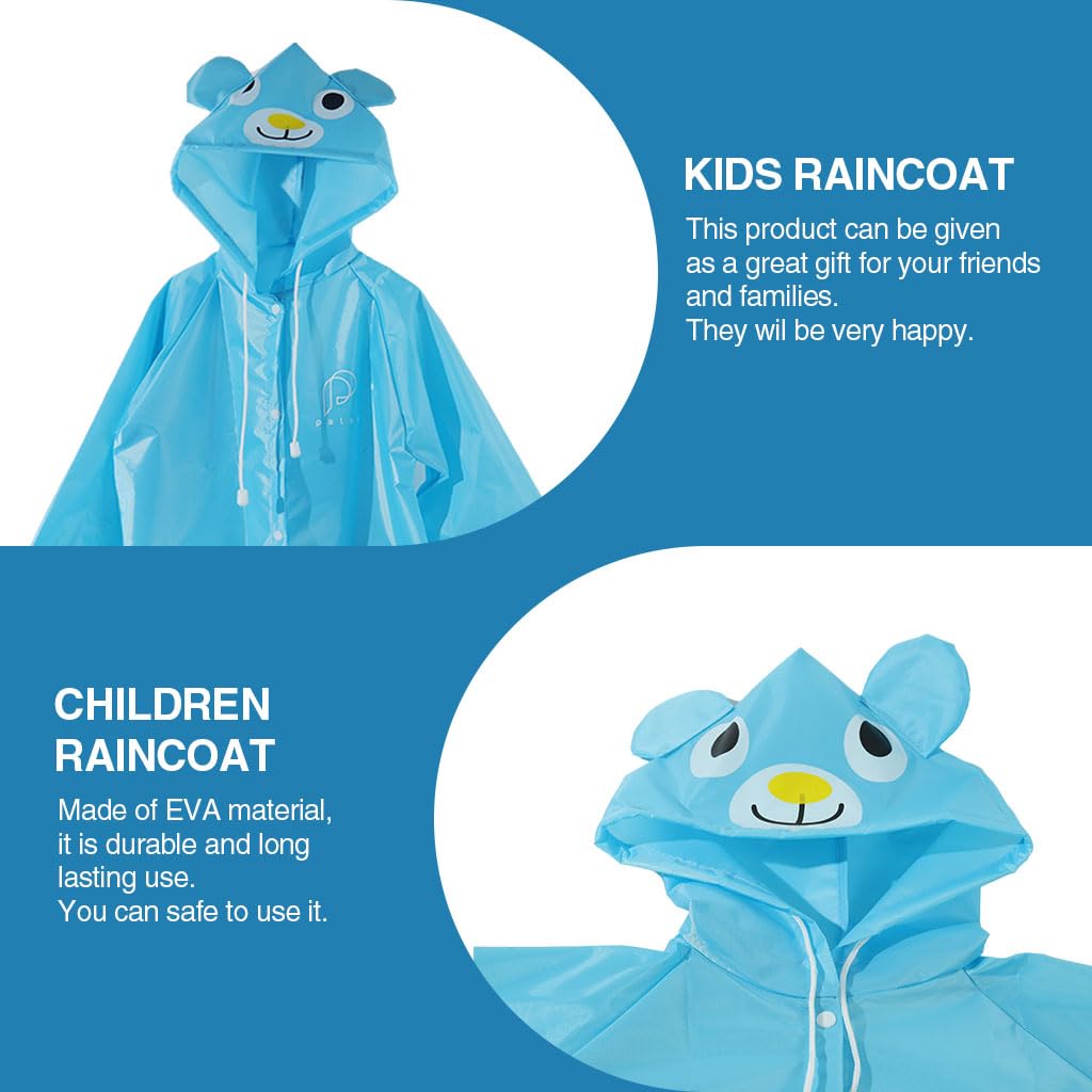 PALAY Raincoat for Kids Boys Girls with Hood, Polyester Rain Ponchos with Pockets, Bright Color Cute Raincoat for 3-7 Years Old Kids