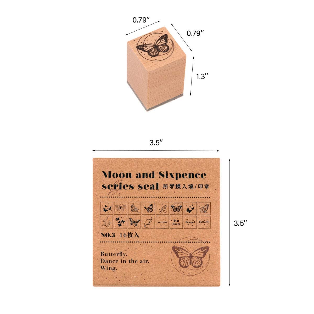 HASTHIP 16Pcs Vintage Wooden Rubber Stamps, Butterfly & Wings Decorative Stamp for Arts and Crafts, Journals, Card Making, Scrapbooking, Invitations